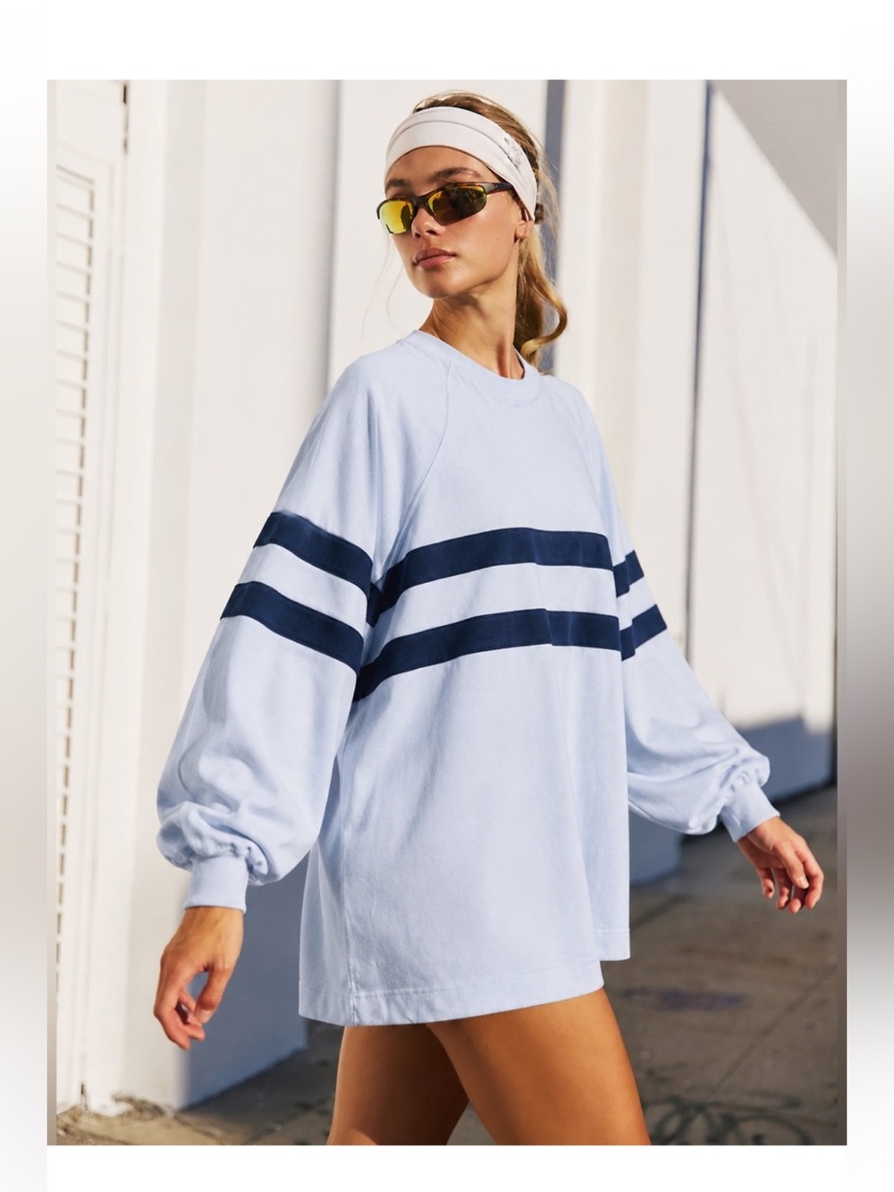 Free People Movement Post Up Layer Top in Ice Grey Blue FP Pullover